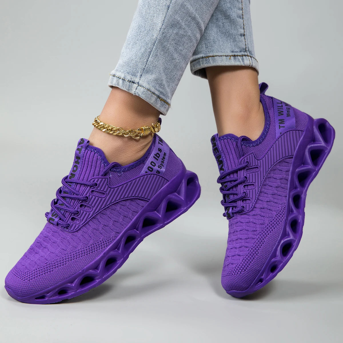 Women Breathable Knit Running Shoes Lightweight Non Slip Sneakers