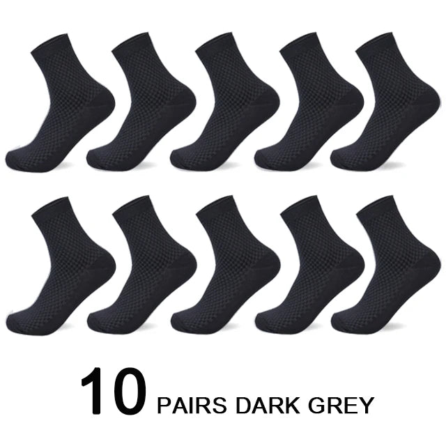 Men's Bamboo Fiber Socks 10 Pairs for Business Casual