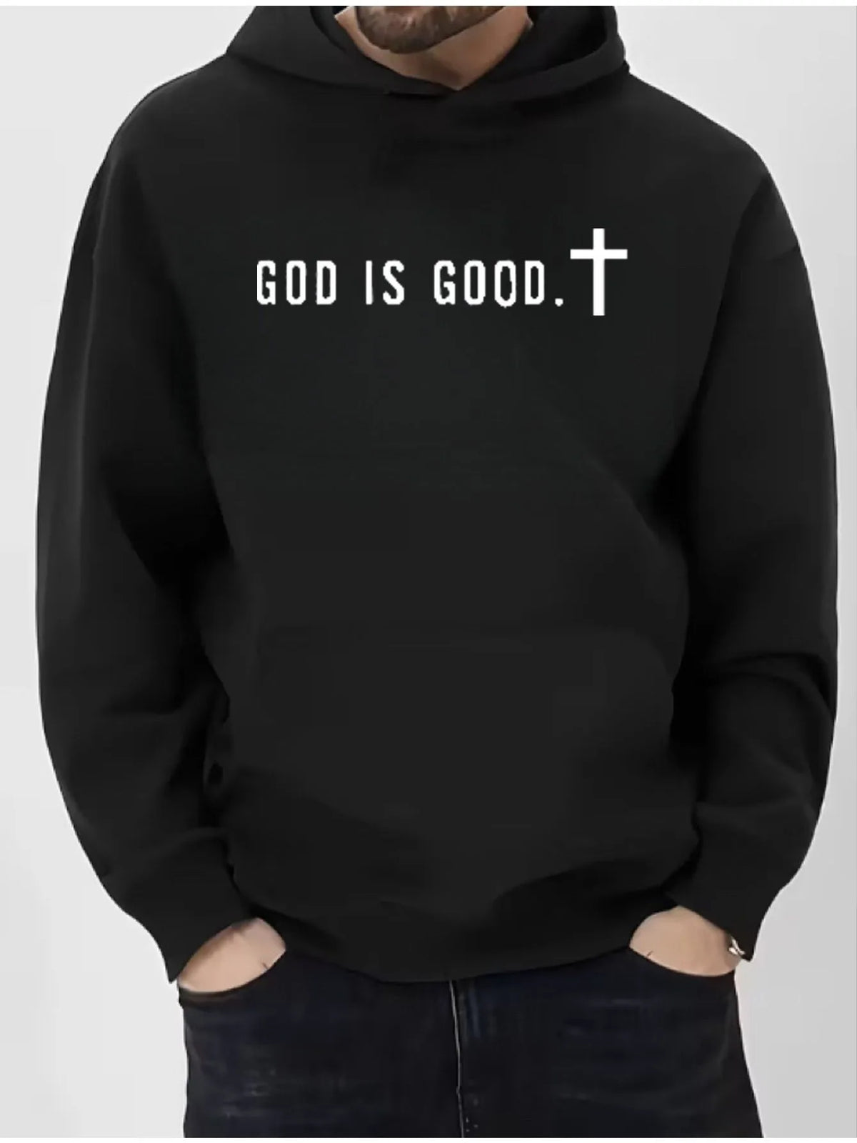 Mens Casual Printed Pullover Hoodie Sweater Soft Cotton Blend
