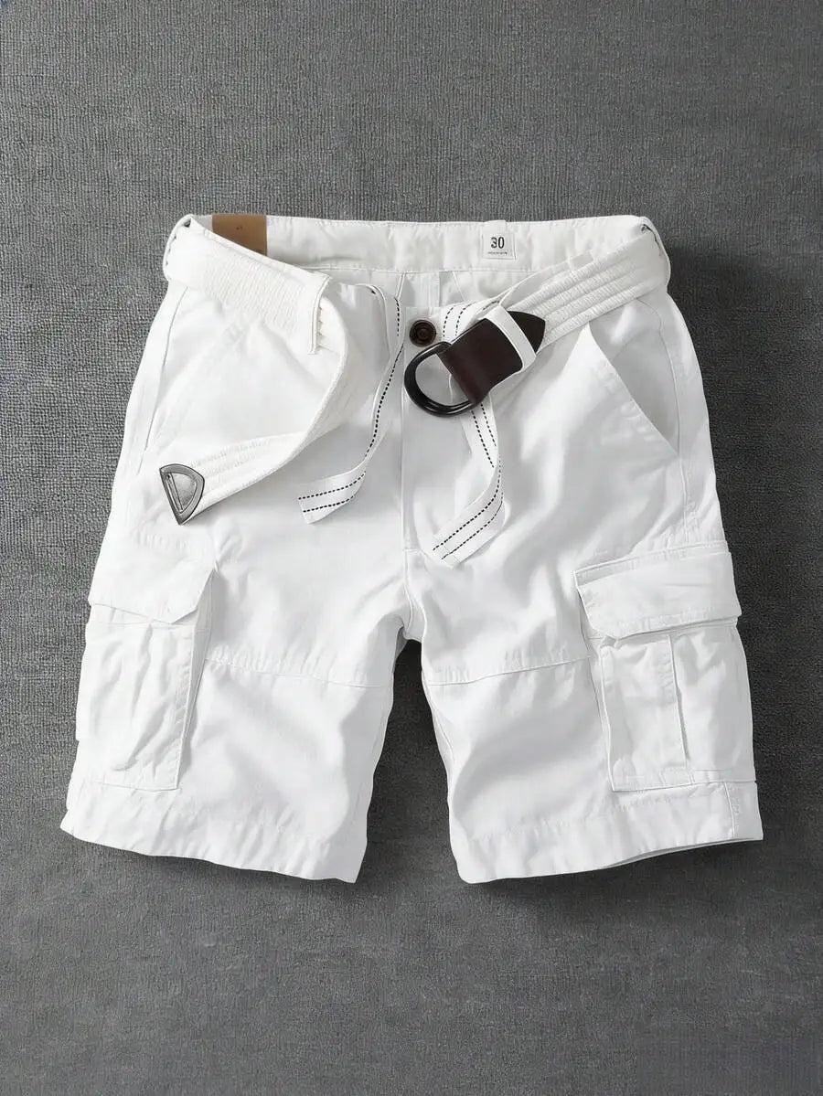 Men's Cargo Shorts With Belt Straight Fit Cotton Apparel