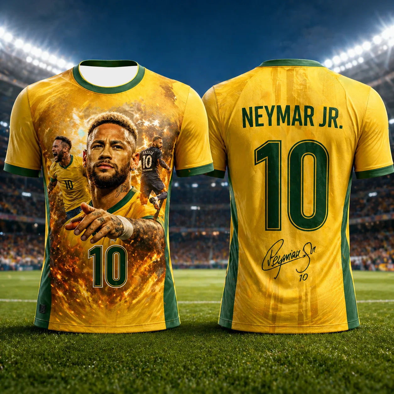 Neymar Soccer Jersey 3D Print Breathable Sports Tee For Fans