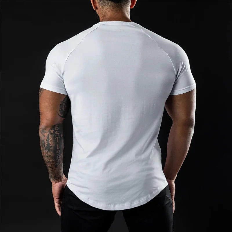 Essential Cotton Gym Tshirt For Men Short Sleeve Workout Top