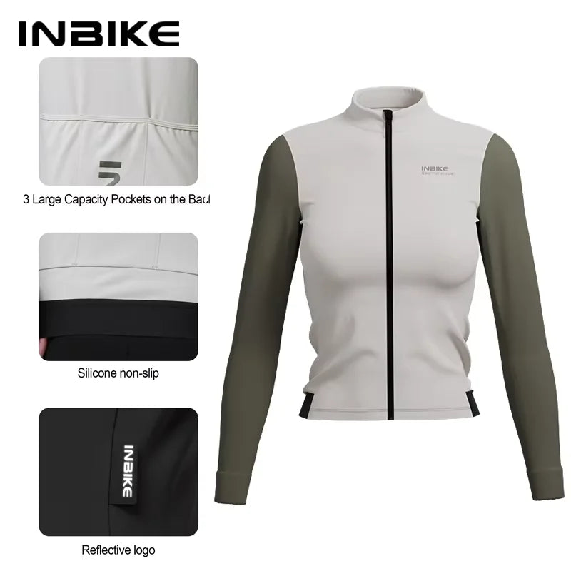 INBIKE Women's Fleece Thermal Cycling Jersey Windproof Jacket