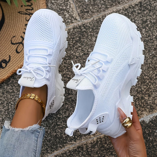 Women Chunky Platform Dad Sneakers With Breathable Mesh Upper