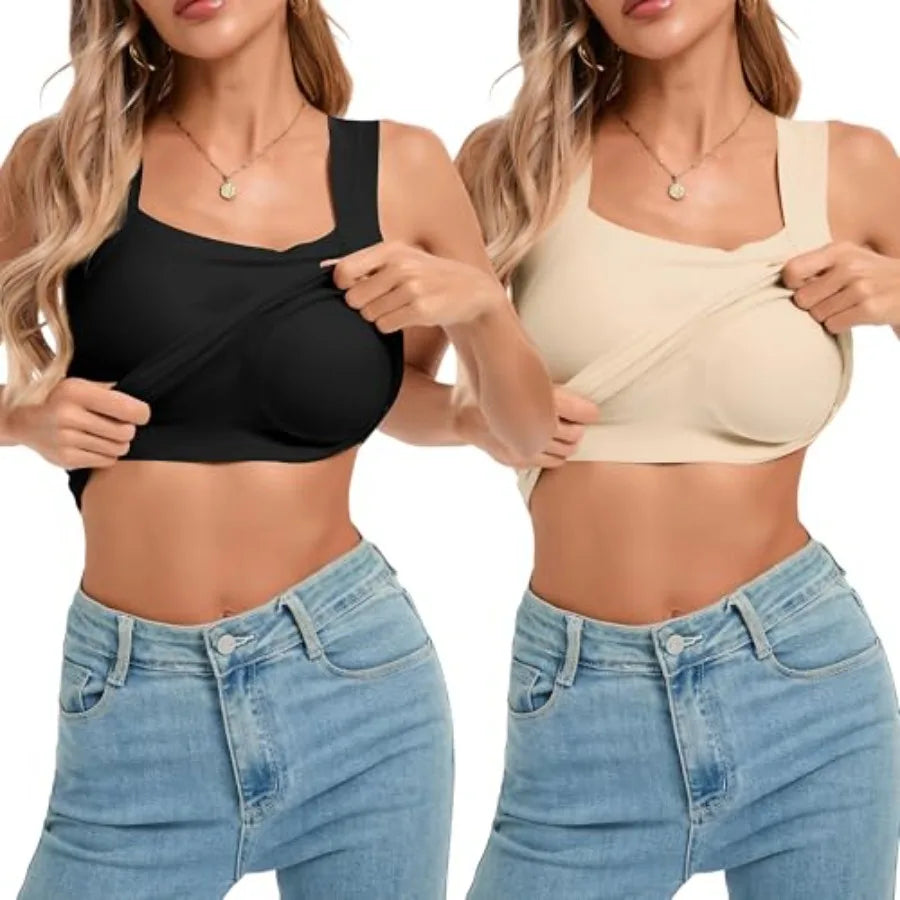Womens Bamboo Fiber U-Neck Shapewear Camisole With Built-In Bra