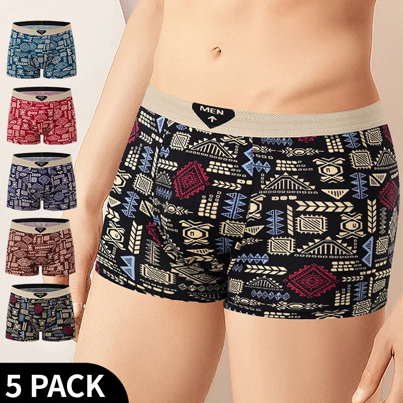 Mens Printed Boxer Shorts Polyester Elastane Comfort Fit