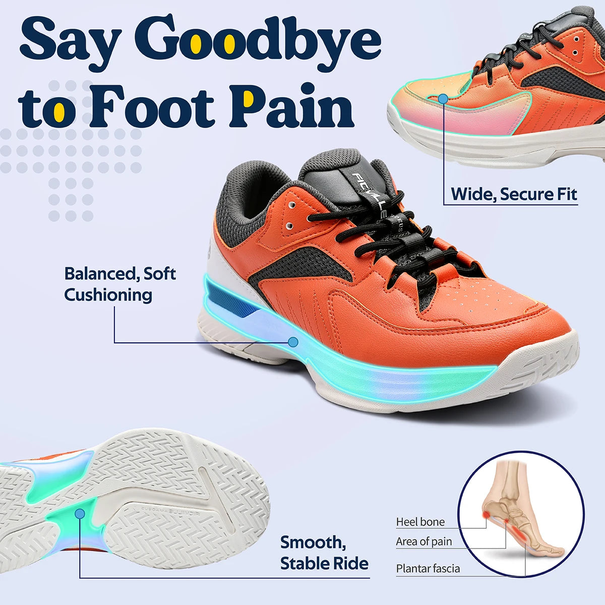 FitVille Mens Pickleball And Tennis Shoes With Arch Support