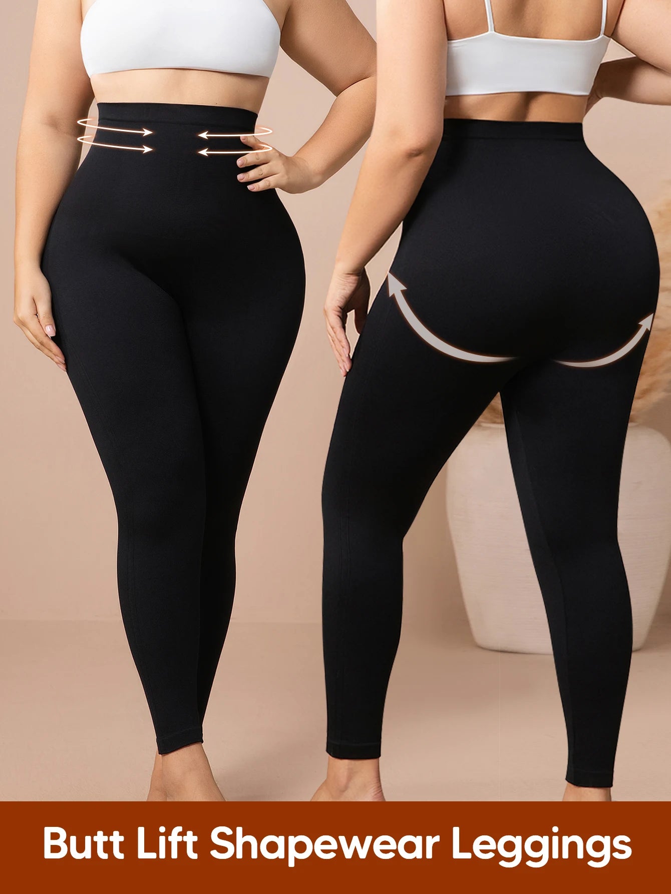 Suprenx Women High Waist Tummy Control Slimming Knit Leggings