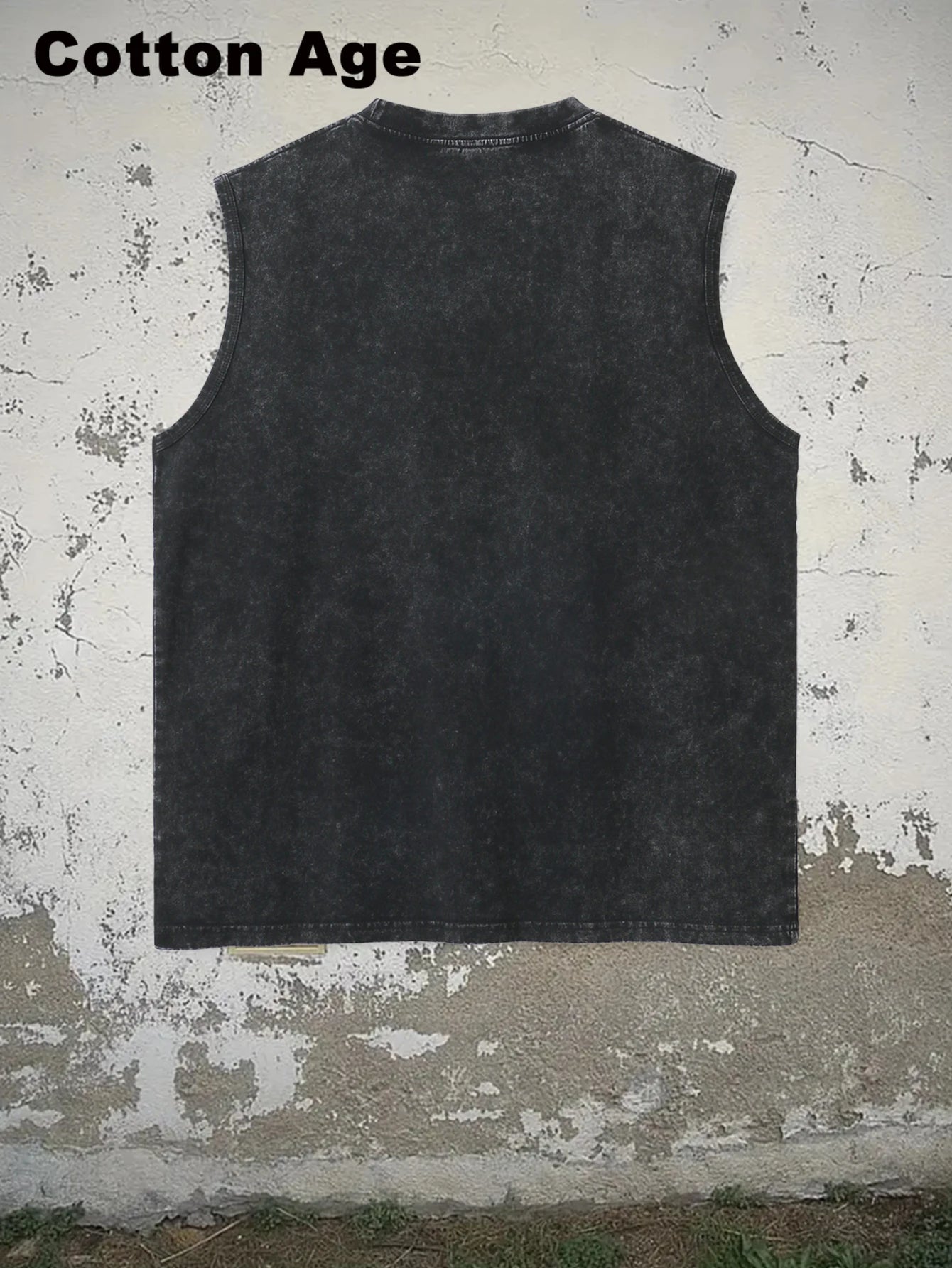 Vintage Men's Tank Top Print Design Knit Cotton Casual Tee