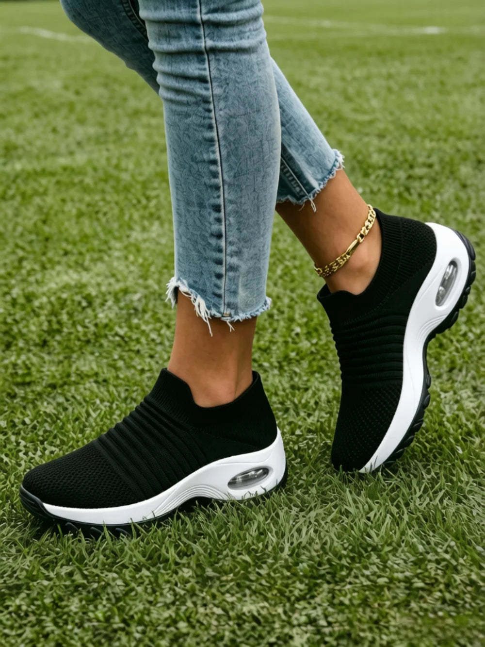 Women Breathable Mesh Rocker Bottom Wedge Orthopedic Sneakers