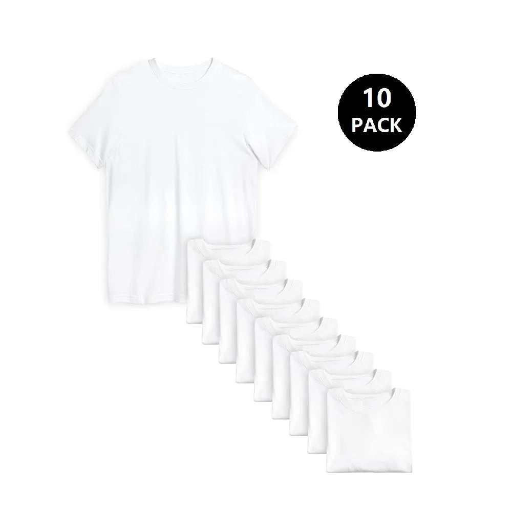 Men's Classic Cotton Blend Crew Neck T Shirts 10 Pack