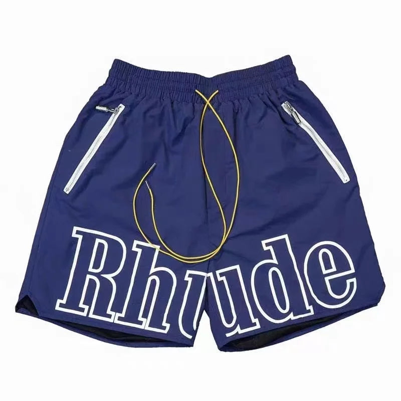 2026 Rhude High Street Trend Casual Shorts Men Woman Letter Print Loose Breathable Light Quick Drying Rhude Sports Shorts