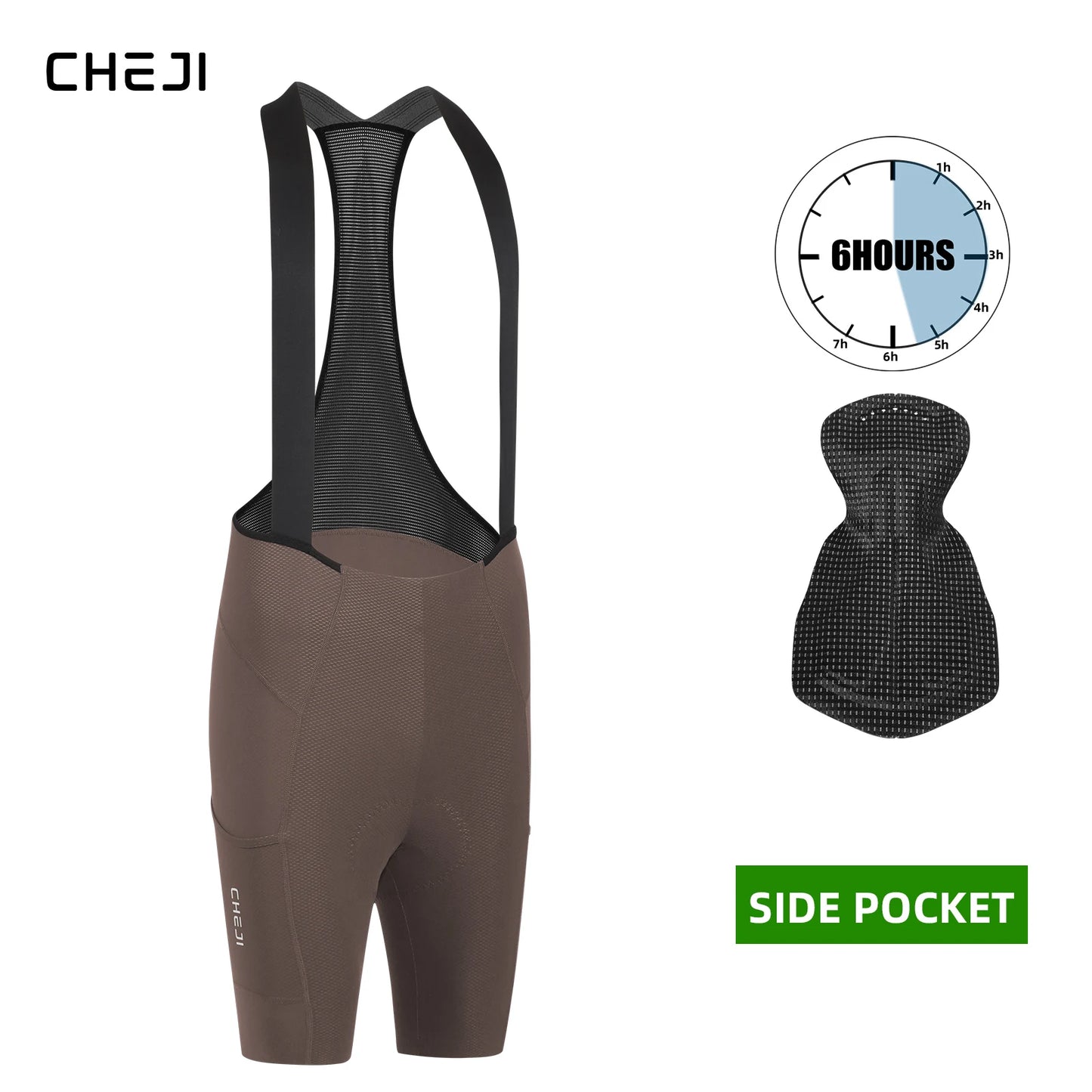 Cheji Men's Cycling Bib Shorts Seamless Quick Dry Breathable Comfort