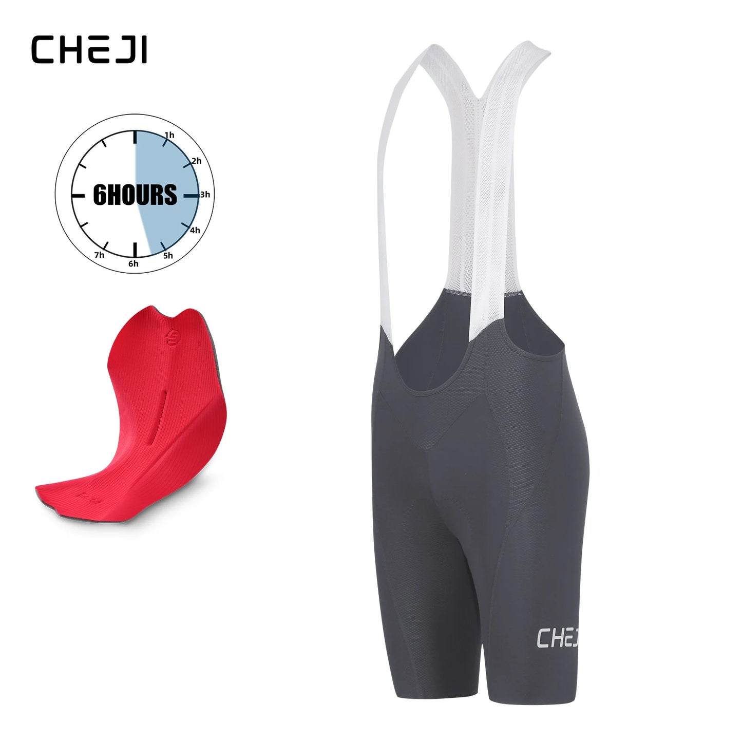 Cheji Mens Cycling Bib Shorts Breathable Seamless Comfort Quick Drying