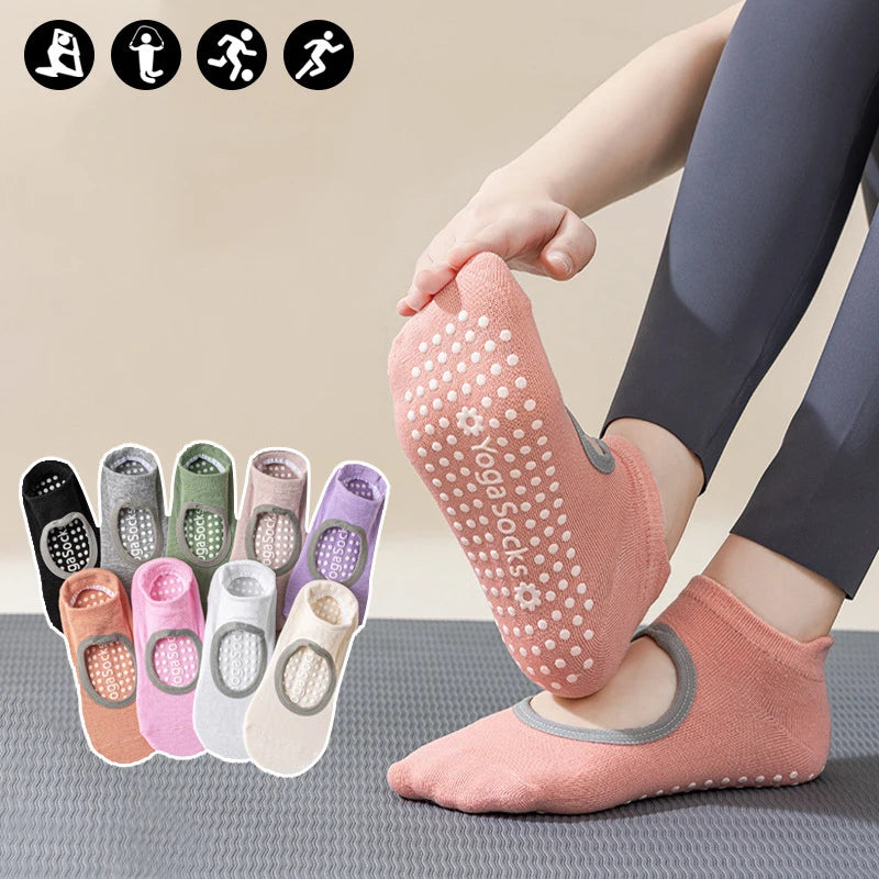 Non-Slip Yoga Pilates Socks With Silicone Grip Sweat-Absorbent Breathable