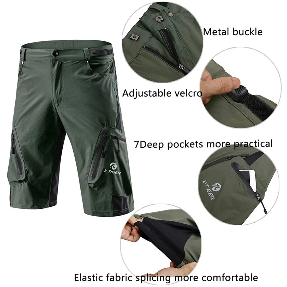X-TIGER Men's Cycling Shorts With 5D Gel Pad For MTB