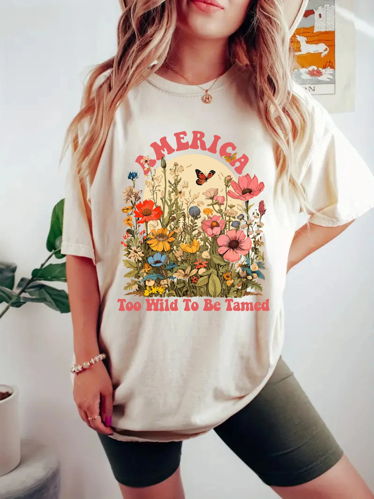 Womens Wildflower Butterfly Graphic Tank Top For Casual Wear