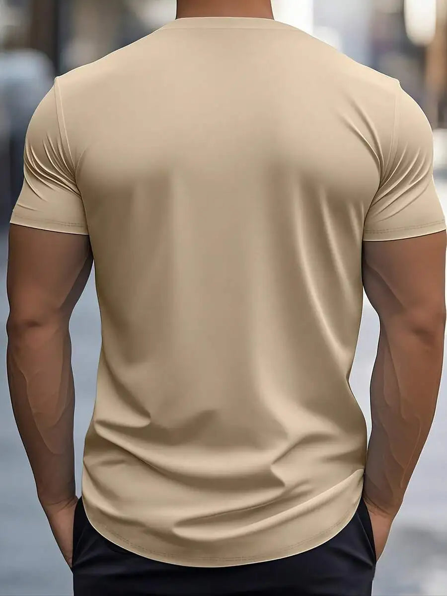 Men's Plain Casual V-Neck Short Sleeve T-Shirt Jersey Cotton