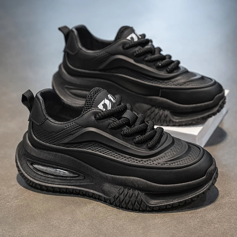 Men's Leather Waterproof Sports Shoes With Height Increasing Insole