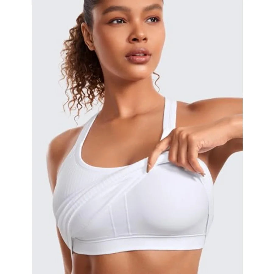 CRZ YOGA Seamless Padded Racerback Tank Top Built In Bra