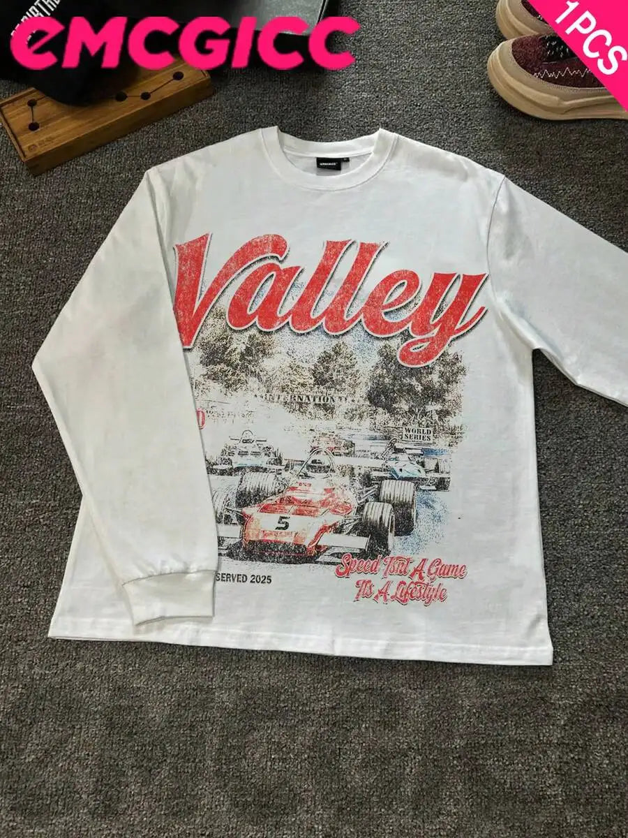 Manfinity Y2K Thin Long Sleeve Cotton Graphic T Shirt Men