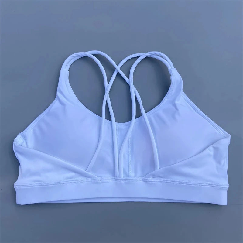 Women Crossback Sports Bra High Support Chest Pad Gym Yoga