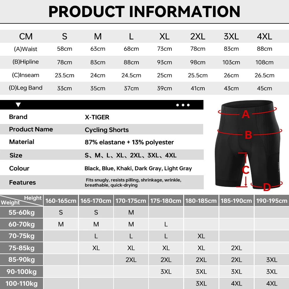 X-Tiger Men Quick Dry Padded Cycling Shorts For MTB