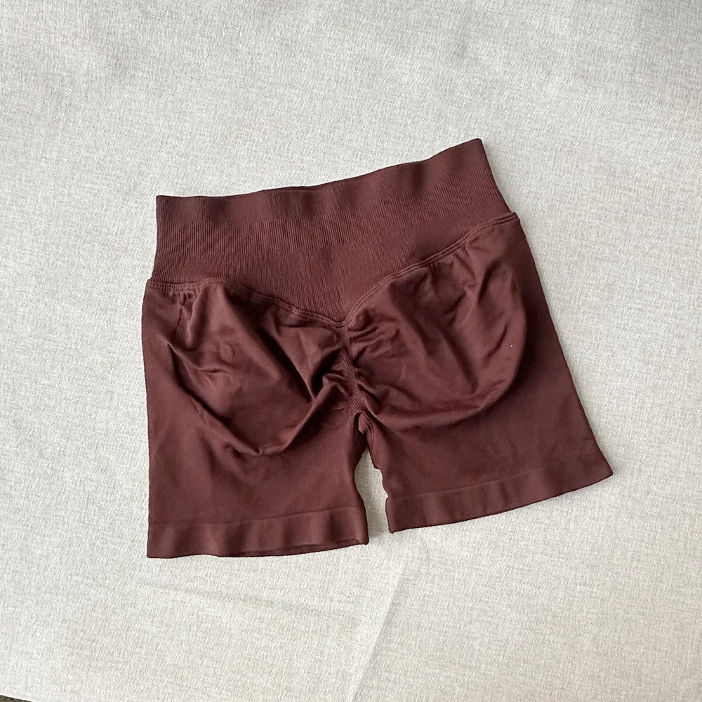 Seamless Yoga Shorts For Women Low Waist Triple Panel Waistband