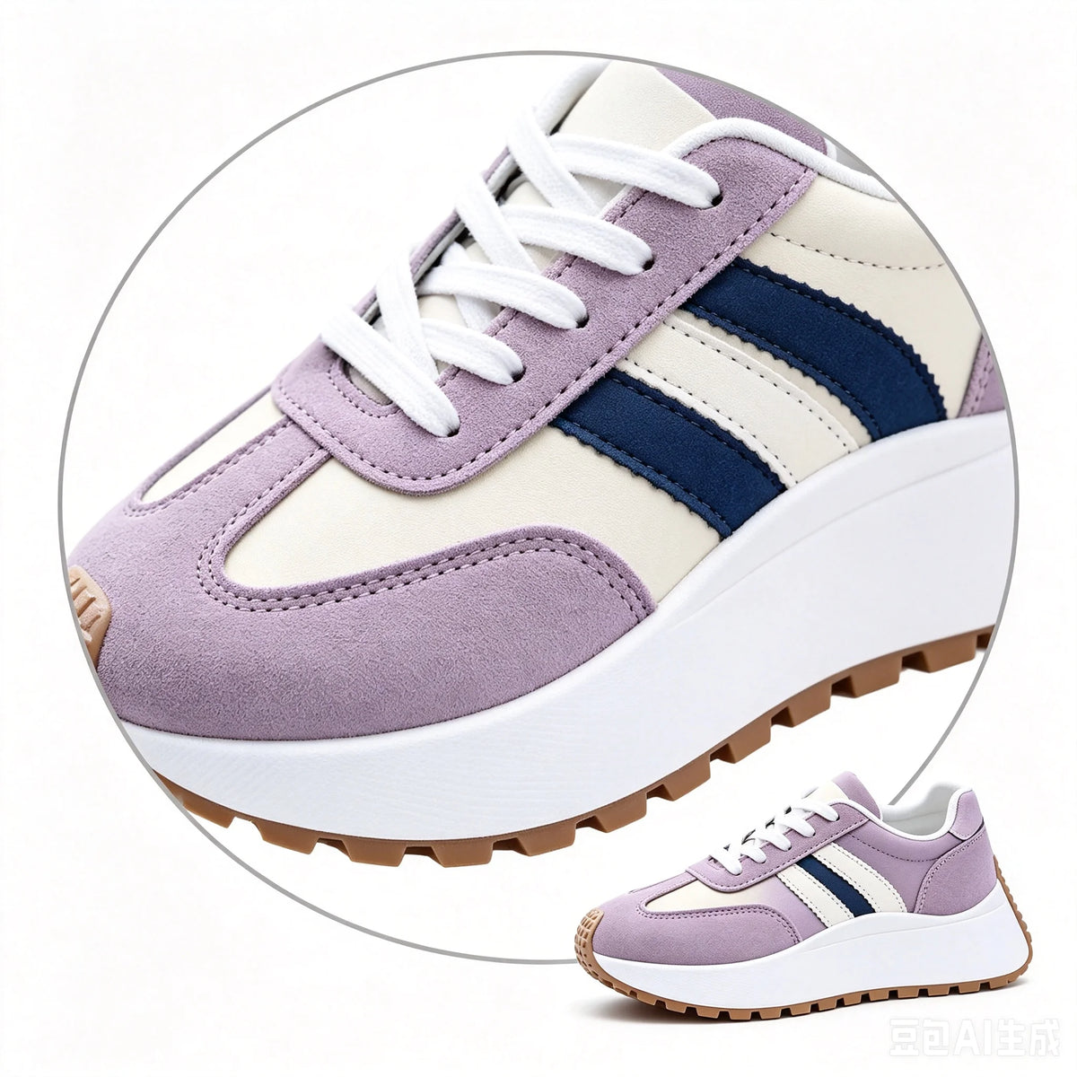 Women's Lace Up Platform Walking Sneakers Non Slip Rubber Sole