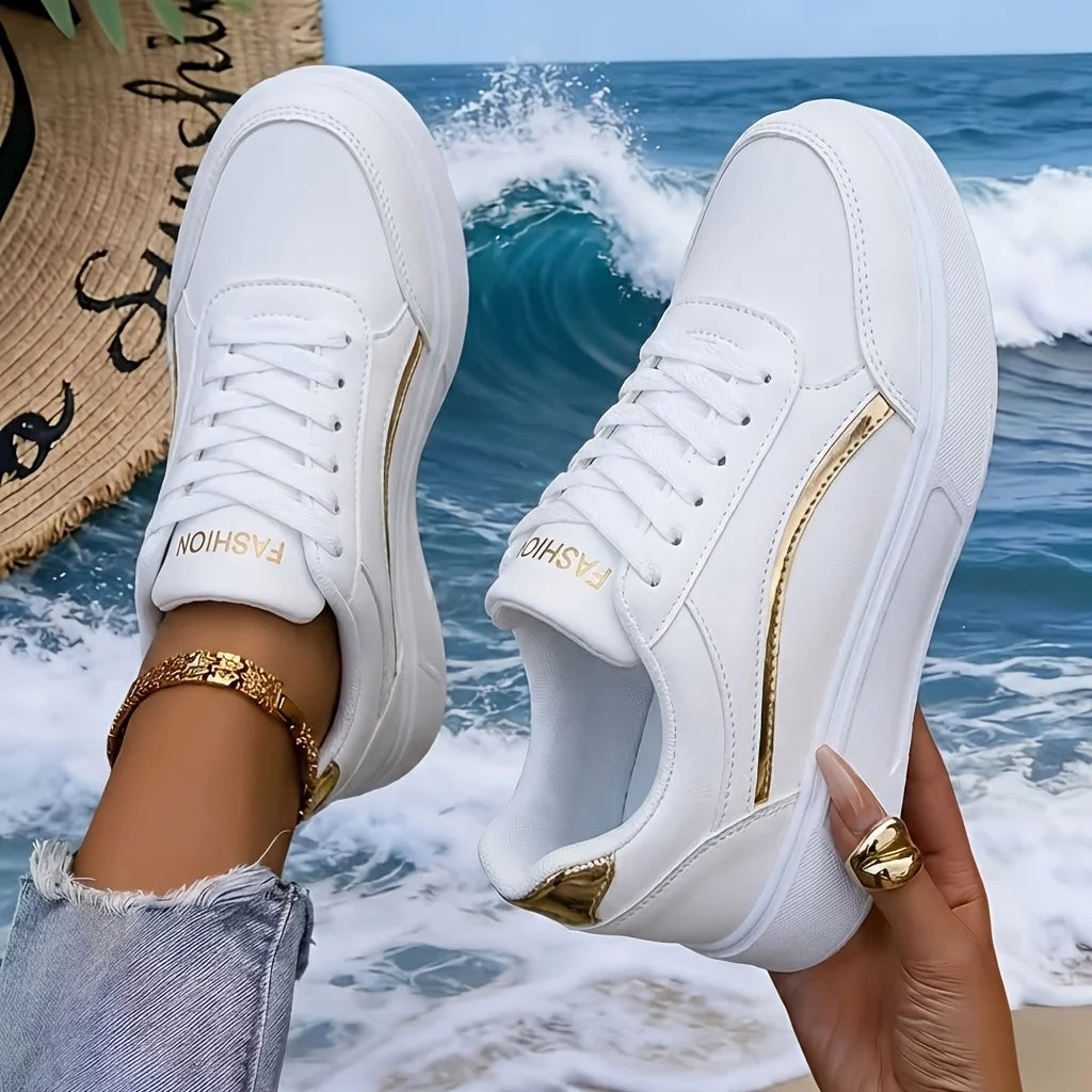 Women Platform Walking Sneakers Soft Leather Lightweight Trainers