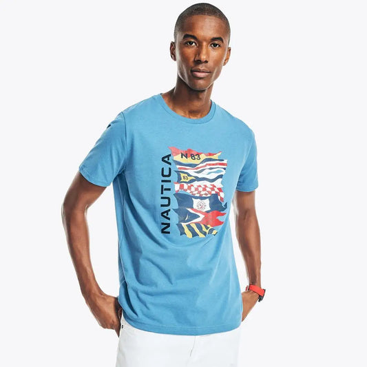 Nautica Men's Cotton Graphic T-Shirt Casual Sportswear Short Sleeve