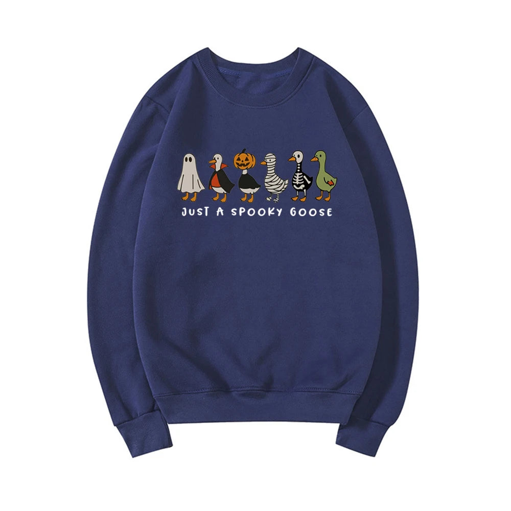 EOENKKY Funny Spooky Goose Halloween Pullover Sweatshirt