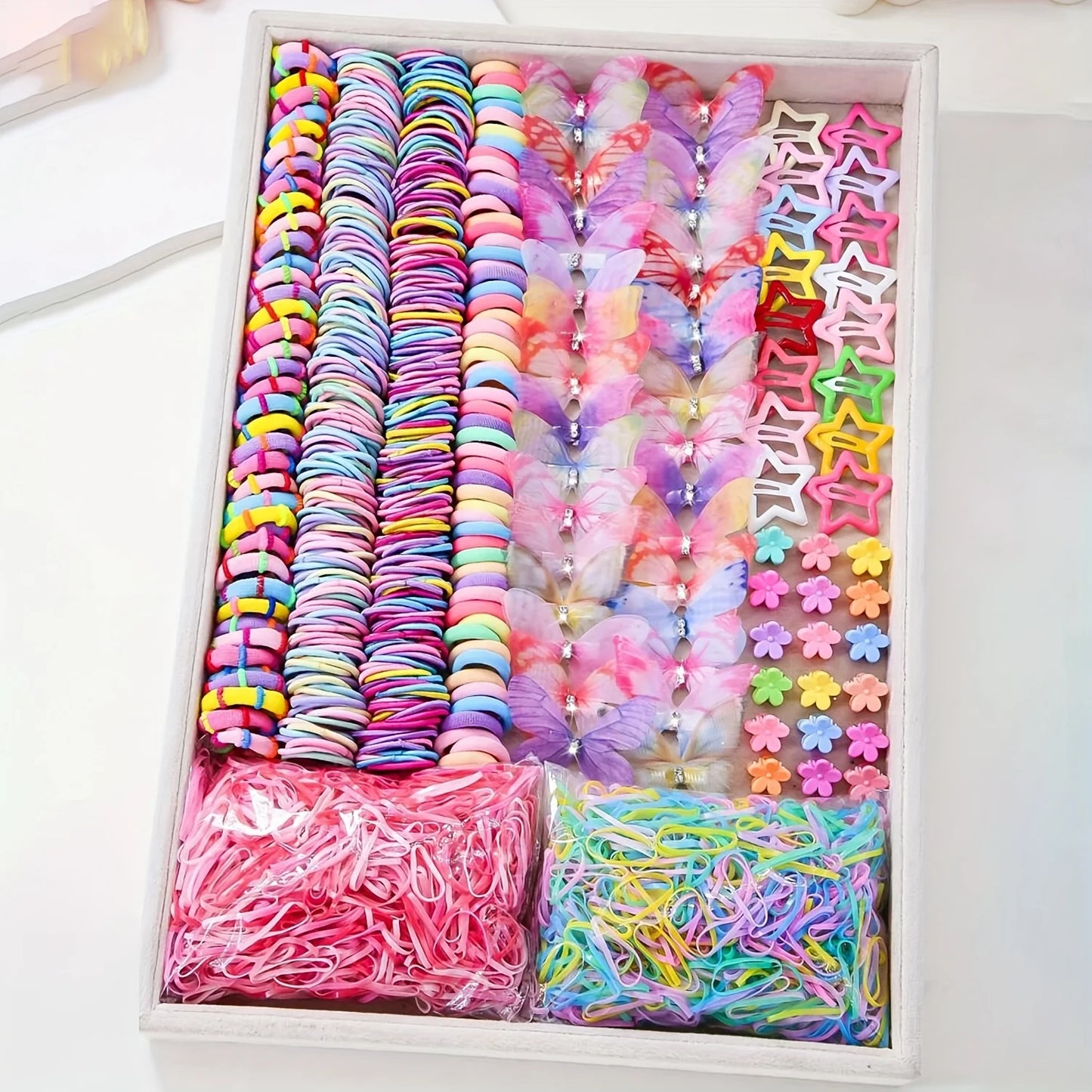 Girls Hair Accessories Set With Clips, Hair Ties, Flowers, Bow Headpieces