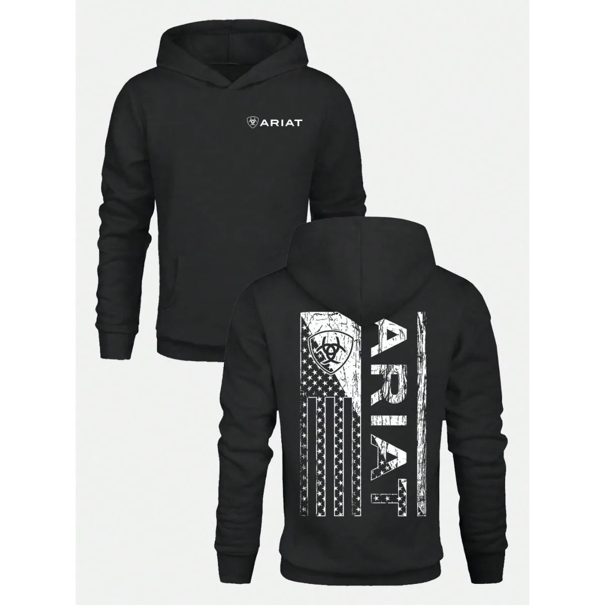 Distressed American Flag Graphic Pullover Hoodie Casual Soft Sweatshirt