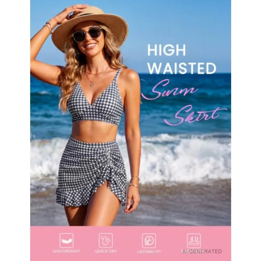 Retro Women's High Waisted Bikini Set With Tummy Control
