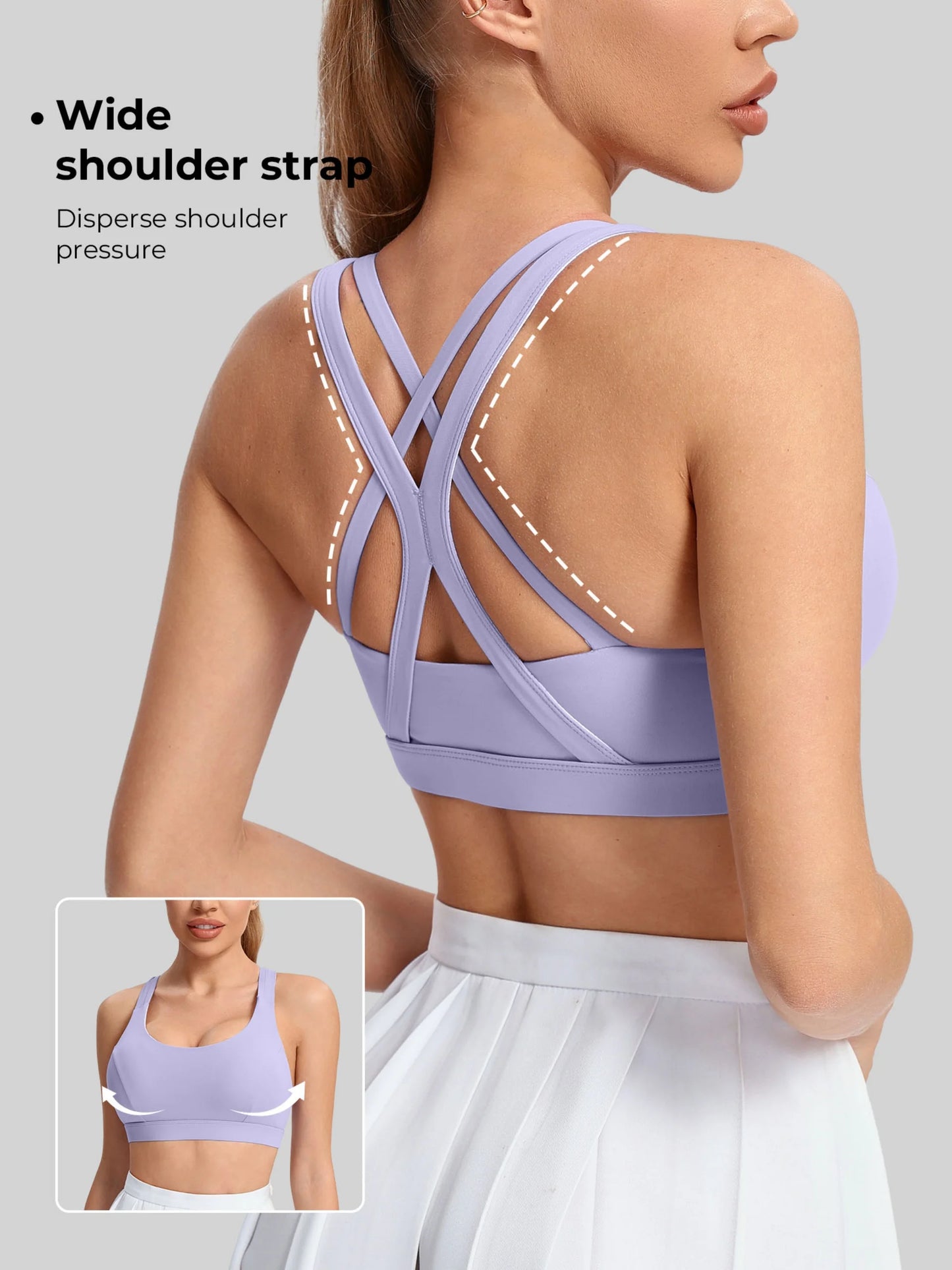 Women's Yoga Sports Bra Breathable Nylon Blend With Strappy Back