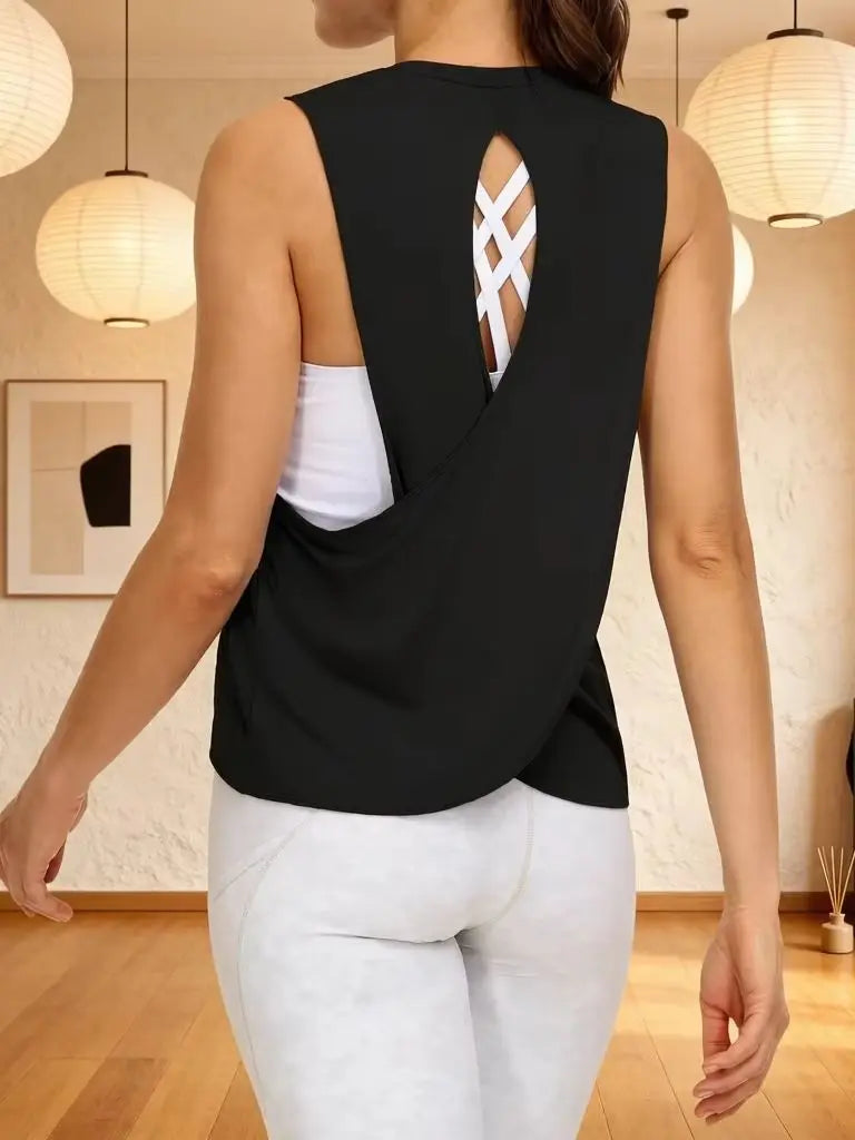 THE GYM PEOPLE Women's Cross Back Workout Yoga Tank Top