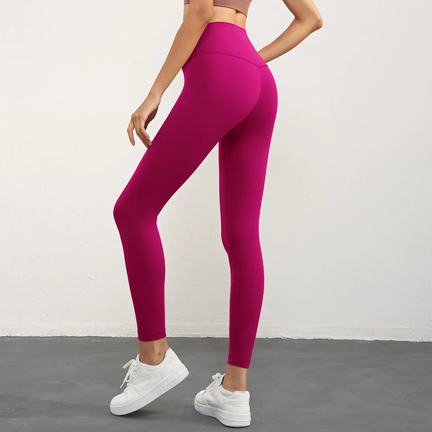 Solid Color Back Pocket High Waisted Yoga Leggings For Women