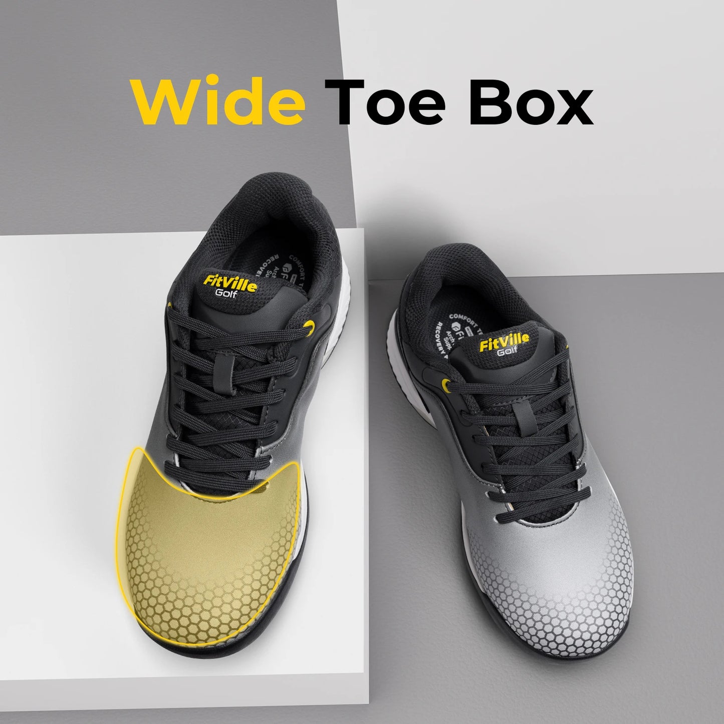 Fitville Wide Mens Golf Shoes Non Slip Comfortable Pickleball Footwear