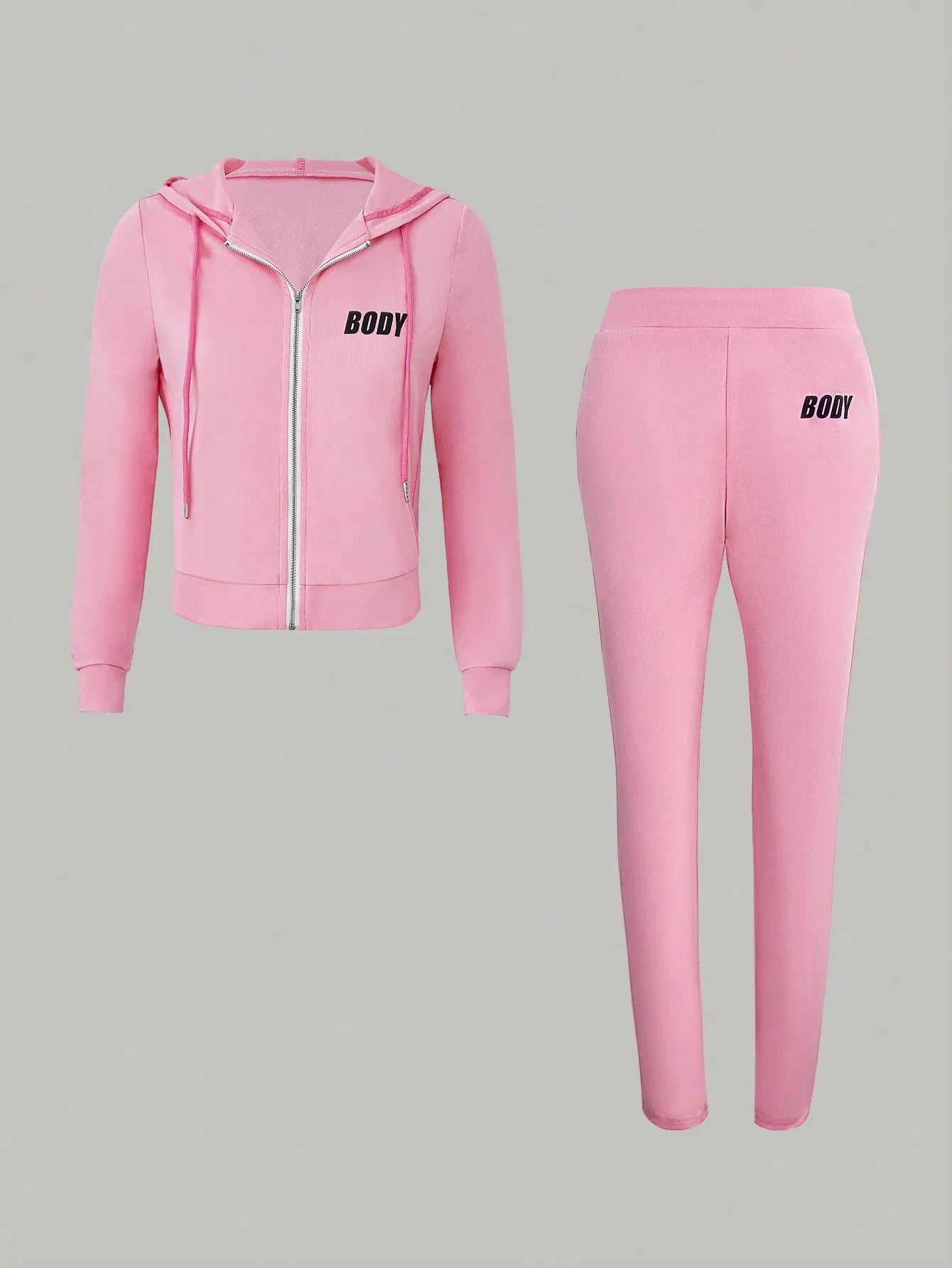 Women's Zipper Sportswear Set Hoodie And Sweatpants With Letter Print