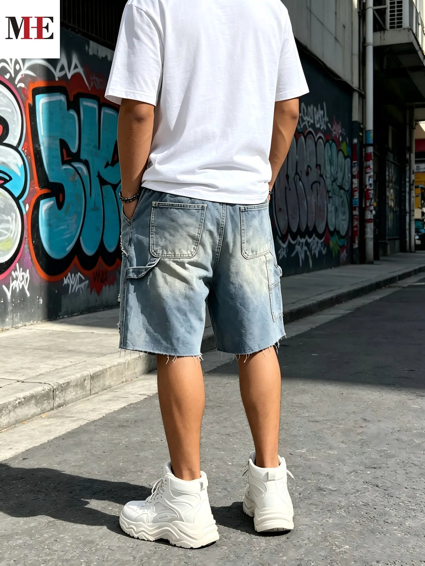HME Men's Comfort Denim Cargo Shorts With Durable Fabric