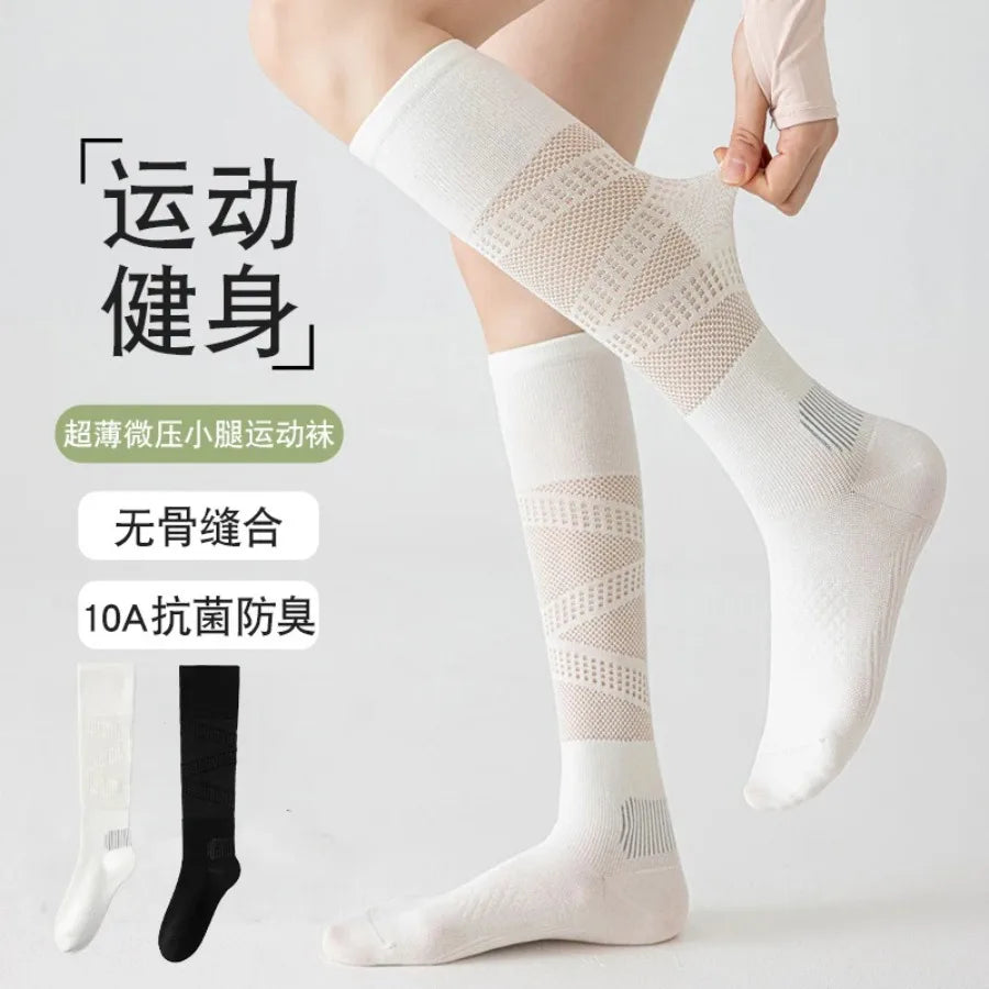 Women’s Thin Micro Compression Calf Socks, Breathable Mesh