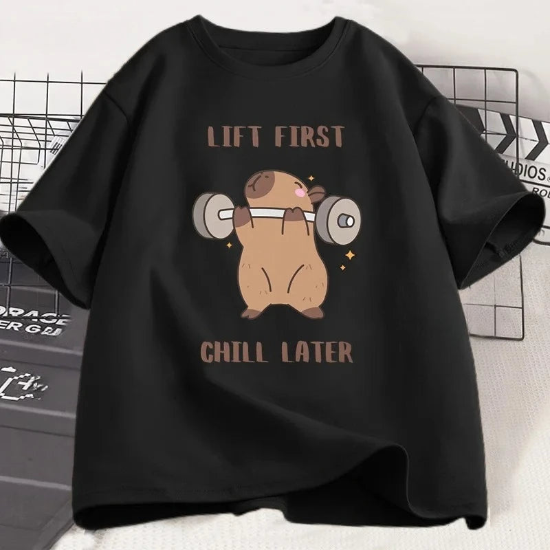 Capybara Gym T Shirt Women Sports Workout Fitness Tee