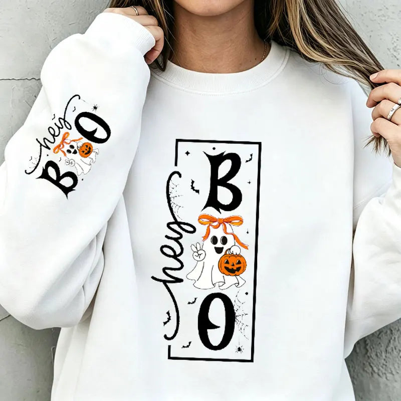 KUCLUT Cute Bow Ghost Pumpkin Halloween Unisex Hooded Sweatshirt