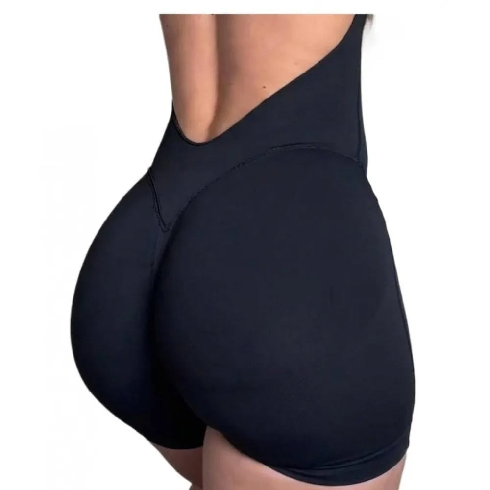 Women Seamless Knit Open Back Yoga Jumpsuit Romper Nylon Breathable