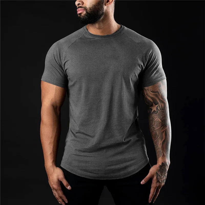 Essential Cotton Gym Tshirt For Men Short Sleeve Workout Top