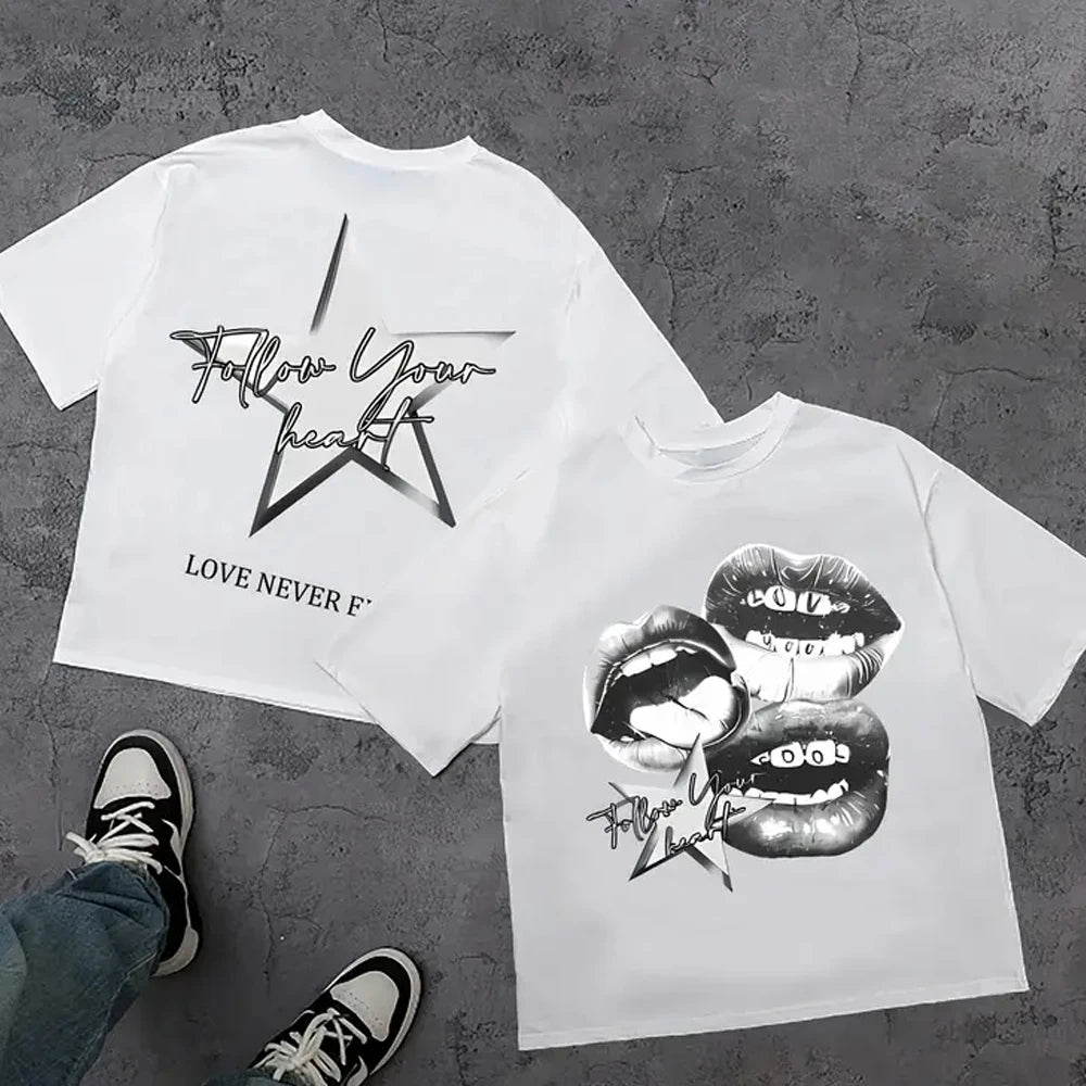 Vintage Harajuku Letter Graphic Tshirt Women Streetwear Top