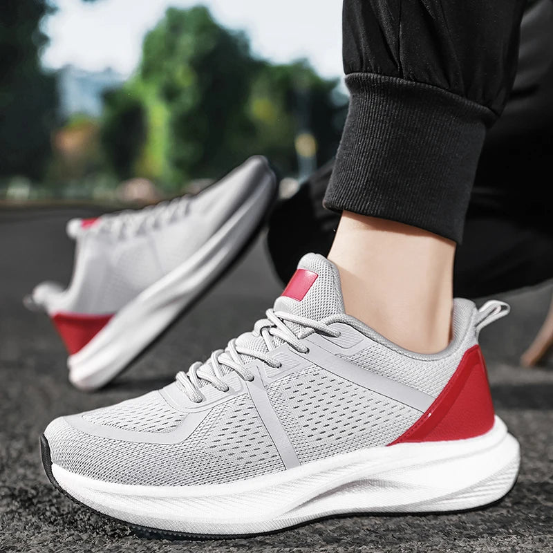 Mens Sports Shoes Outdoor Mesh Casual Breathable Anti Slip Road Running Shoes Shock-absorbing Rebound Fitness Shoes for Men