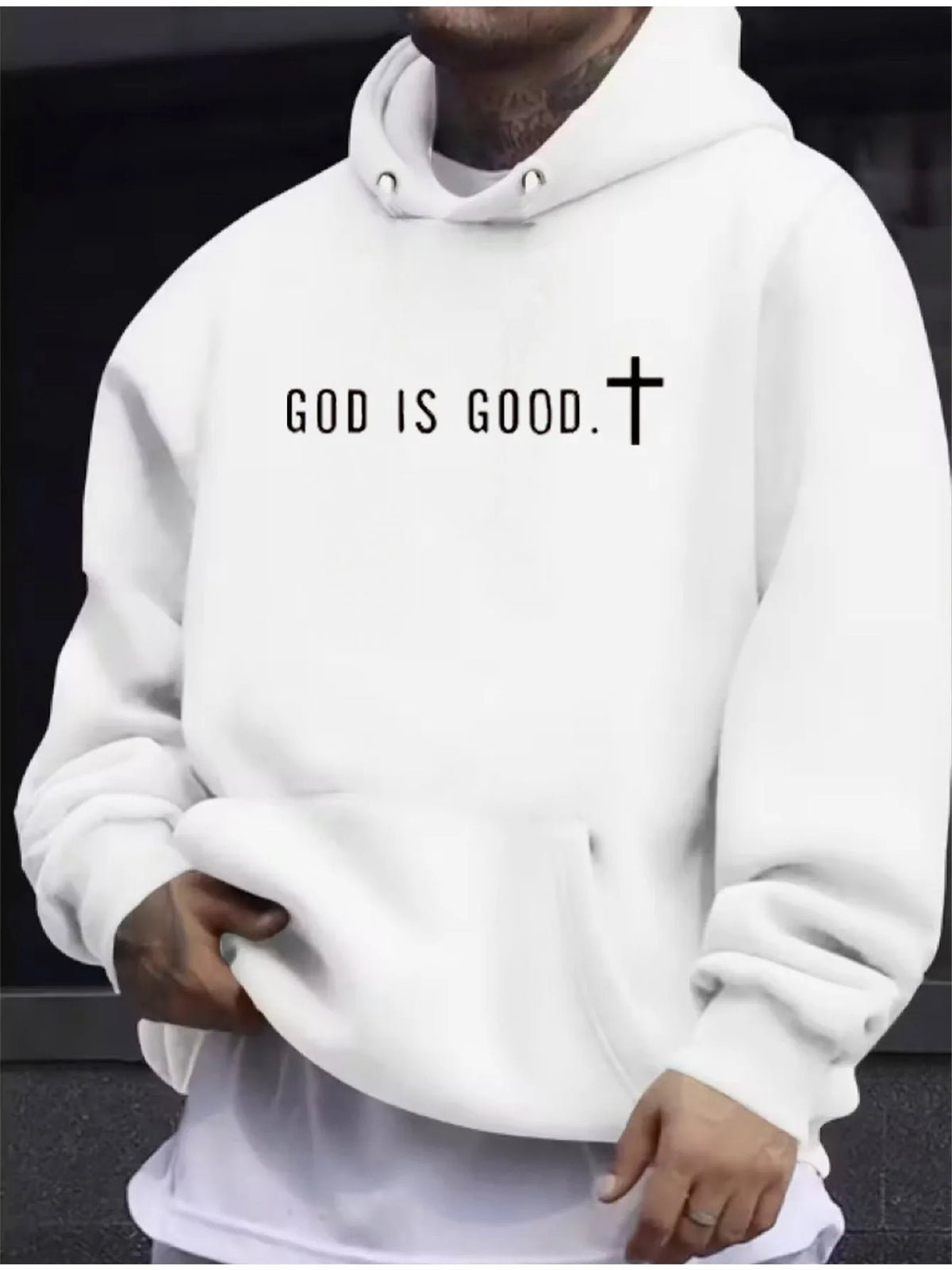 Mens Casual Printed Pullover Hoodie Sweater Soft Cotton Blend