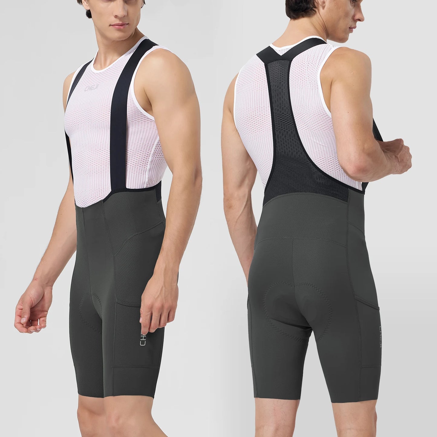 Cheji Men's Cycling Bib Shorts Seamless Quick Dry Breathable Comfort